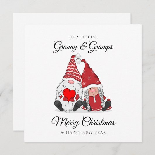 Niedlich Gnome Couple Granny & Gramps Weihnachten (Vorne/Hinten)