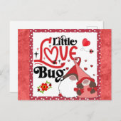 Niedlich Gnome Couple Liebe Bug Ladybug Valentines Postkarte (Vorne/Hinten)