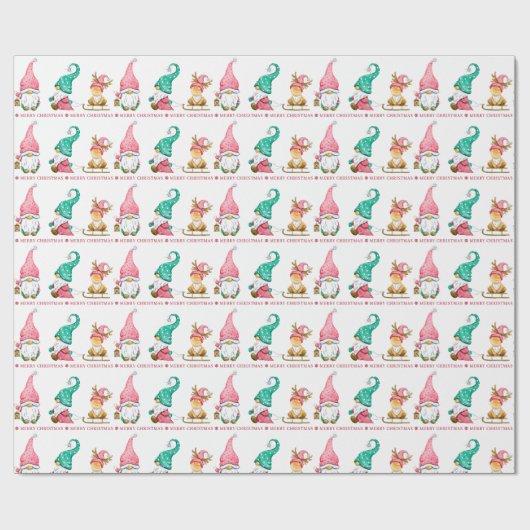 Niedlich Gnome Custom Frohe Weihnachten Geschenkpapier (Flach)