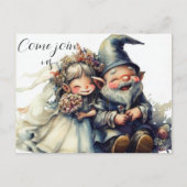 Niedlich Gnome Erheiraten Ankündigungspostkarte (Vorderseite)