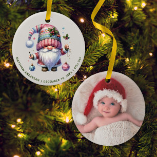 Niedlich Gnome First Christmas New Baby Foto Keramik Ornament