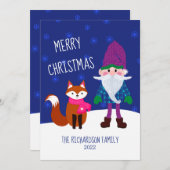 Niedlich Gnome Fox Snowflakes Personalisiert Feiertagskarte (Vorne/Hinten)