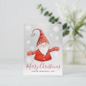 Niedlich Gnome Gray Red Christmas Feiertagspostkarte (Stehend Vorderseite)
