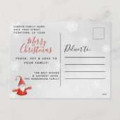 Niedlich Gnome Gray Red Christmas Feiertagspostkarte (Rückseite)