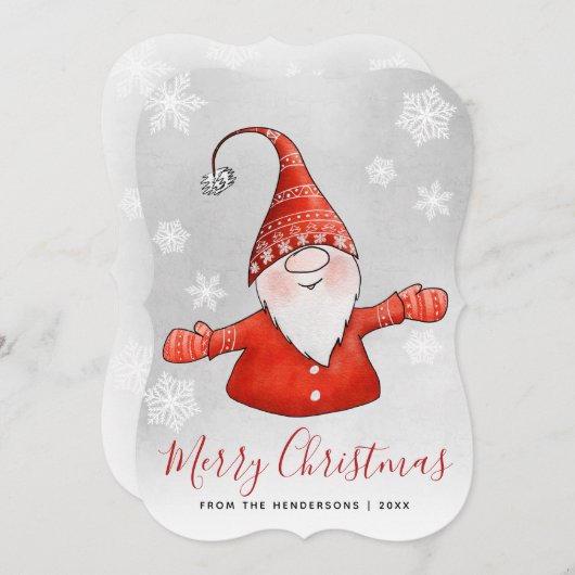 Niedlich Gnome Gray Red Frohe Weihnachten (Vorne/Hinten)