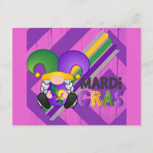 Niedlich Gnome Happy Mardi Gras Postkarte