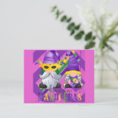 Niedlich Gnome Happy Mardi Gras Postkarte (Stehend Vorderseite)