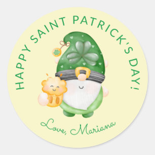 Niedlich Gnome Happy St. Patricks Day-Gastgeschenk Runder Aufkleber