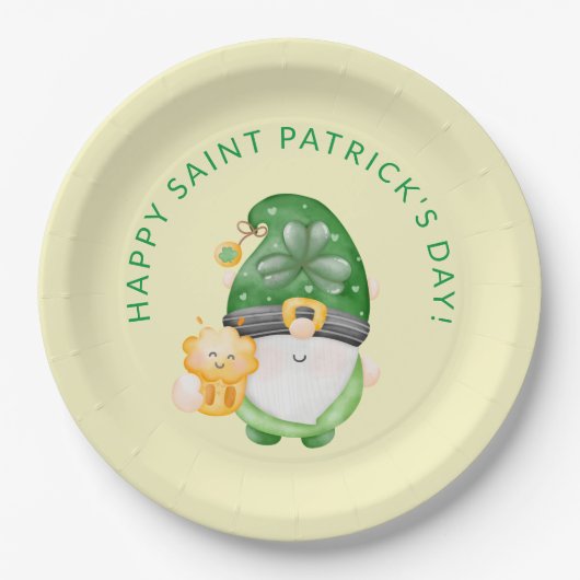 Niedlich Gnome Happy St. Patricks Day-Party Pappteller (Vorderseite)