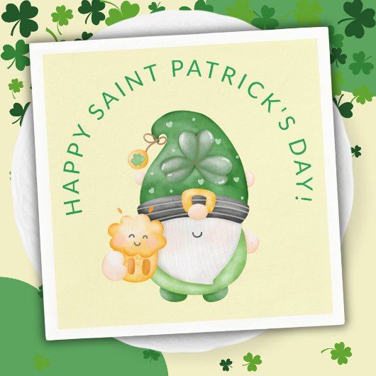 Niedlich Gnome Happy St. Patricks Day-Party Serviette
