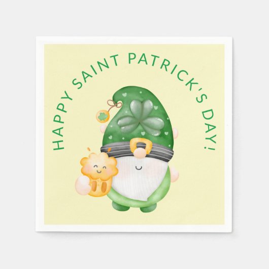 Niedlich Gnome Happy St. Patricks Day-Party Serviette (Vorderseite)