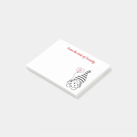 Niedlich Gnome Heart Liebe Fairy Garden Gnomes Post-it Klebezettel (angewinkelt)