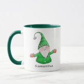 Niedlich Gnome Individuelle Name Grün Weihnachten Tasse (Links)