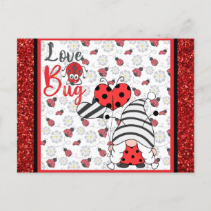 Niedlich Gnome Liebe Bug Ladybug Valentinstag Postkarte