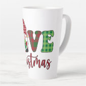 Niedlich Gnome Liebe Weihnachtsbüffalo Kariert Milchtasse (Rechte Ecke)