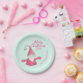 Niedlich Gnome Mint Green Pink Custom Frohe Weihna Pappteller (Party)