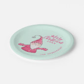 Niedlich Gnome Mint Green Pink Custom Frohe Weihna Pappteller (Schrägansicht)
