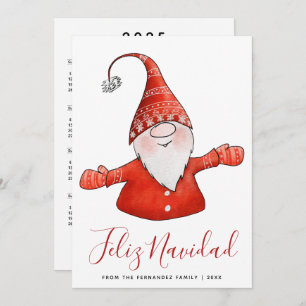 Niedlich Gnome Modern Feliz Navidad mit Kalender 2 Feiertagskarte