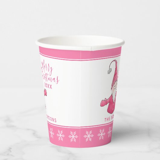 Niedlich Gnome Personalisiert White Pink Weihnacht Pappbecher (Rechts)