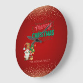 Niedlich Gnome Pine Tree Confetti Rot Frohe Weihna Große Wanduhr (Winkel)