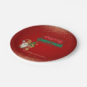 Niedlich Gnome Pine Tree Confetti Rot Frohe Weihna Pappteller (Schrägansicht)