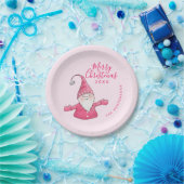 Niedlich Gnome Pink Custom Frohe Weihnachten Pappteller (Party)
