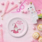 Niedlich Gnome Pink Custom Frohe Weihnachten Pappteller (Party)