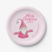 Niedlich Gnome Pink Custom Frohe Weihnachten Pappteller (Vorderseite)