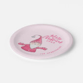 Niedlich Gnome Pink Custom Frohe Weihnachten Pappteller (Schrägansicht)