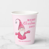 Niedlich Gnome Pink Personalisiert Frohe Weihnacht Pappbecher (Rückseite)
