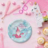 Niedlich Gnome Pink und Blue Custom Frohe Weihnach Pappteller (Party)