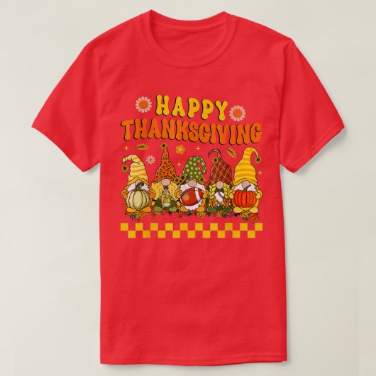 Niedlich Gnome Pumpkin Herbst Hippie Happy Thanksg T-Shirt (Design vorne)