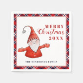 Niedlich Gnome Rustikale Personalisiert Frohe Weih Serviette (Vorderseite)