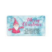 Niedlich Gnome Snowy Blue und Pink Frohe Weihnacht Adressaufkleber (Vorne)