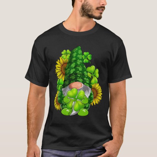 Niedlich Gnome Sonnenblume Happy St Patricks Day T-Shirt (Vorderseite)