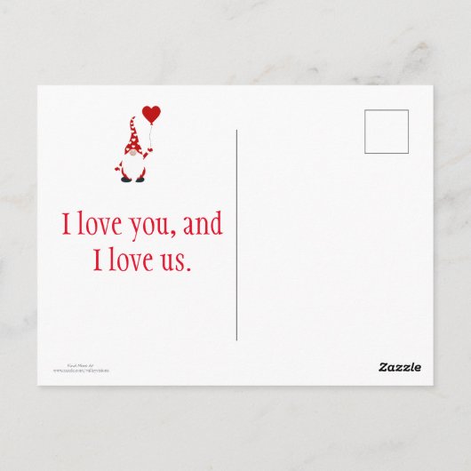Niedlich Gnome Valentine Postkarte (Rückseite)