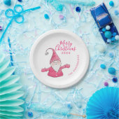 Niedlich Gnome White and Pink Custom Frohe Weihnac Pappteller (Party)