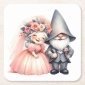 Niedlich Gnome Woodland Garden Orange Wedding Rechteckiger Pappuntersetzer (Vorderseite)