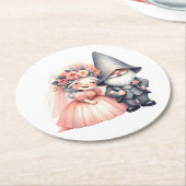 Niedlich Gnome Woodland Garden Orange Wedding Runder Pappuntersetzer (Angewinkelt)