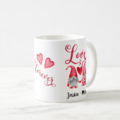 Niedlich Gnomes Couple Red Hearts Liebe Typografie Kaffeetasse (VorderseiteRechts)