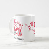 Niedlich Gnomes Couple Red Hearts Liebe Typografie Kaffeetasse (Vorderseite Links)