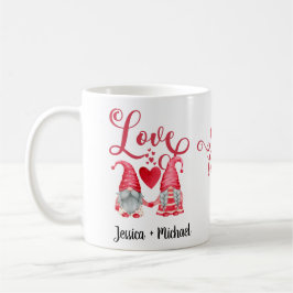 Niedlich Gnomes Couple Red Hearts Liebe Typografie Kaffeetasse