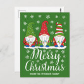 Niedlich Gnomes Frohe Weihnachten Postkarte (Vorne/Hinten)