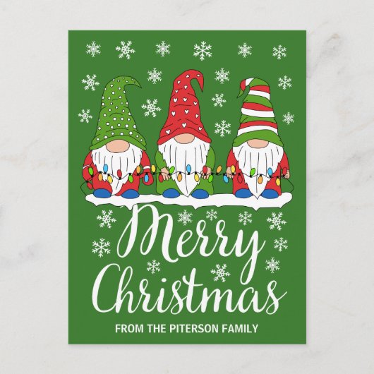 Niedlich Gnomes Frohe Weihnachten Postkarte (Vorderseite)