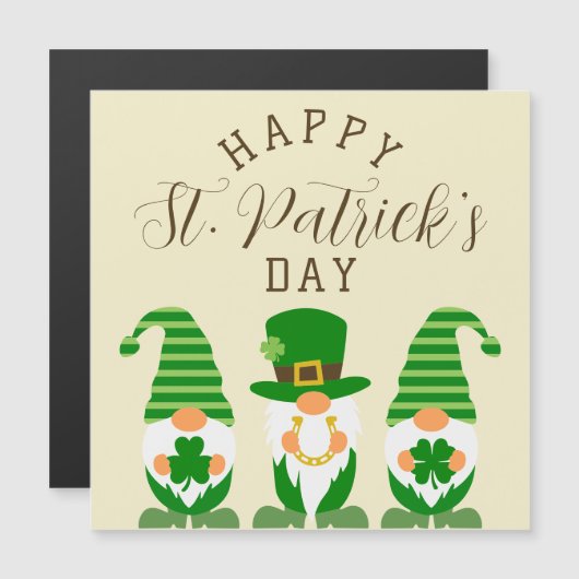 Niedlich Gnomes Green Happy St Patrick's Day Moder Magnetkarte (Vorne/Hinten)
