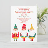 Niedlich Gnomes HO HO HO Weihnachts-Party Einladung (Stehend Vorderseite)