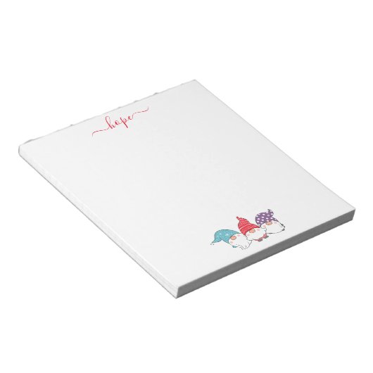 Niedlich Gnomes Hope Script Weihnachten Notizblock (angewinkelt)