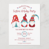 Niedlich Gnomes Moderne Weihnachtsfeier Festlich Einladungspostkarte (Vorderseite)