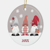 Niedlich Gnomes Nordic Red Pink Grey White Keramik Ornament (Links)