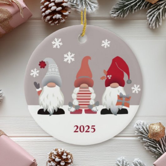 Niedlich Gnomes Nordic Red Pink Grey White Keramik Ornament